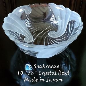 🌊 10 1/2" Large Crystal Ocean Waves 🌊 Bowl by Crystal Clear Studios Japan